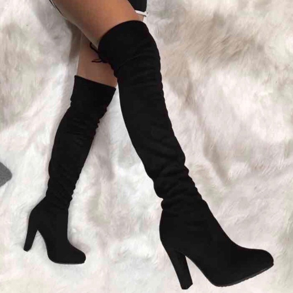 ❤️SALE❤️ Black over the knee suede high heel boots - Picture 2 of 3